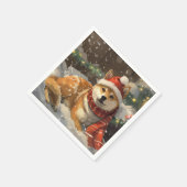 柴犬のクリスマス スタンダードカクテルナプキン (角)