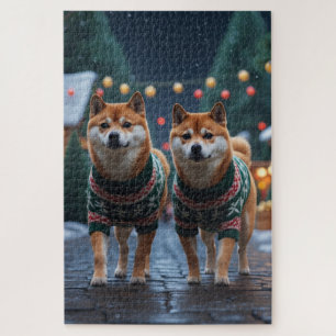 柴犬のクリスマス・スノーホリデー ジグソーパズル