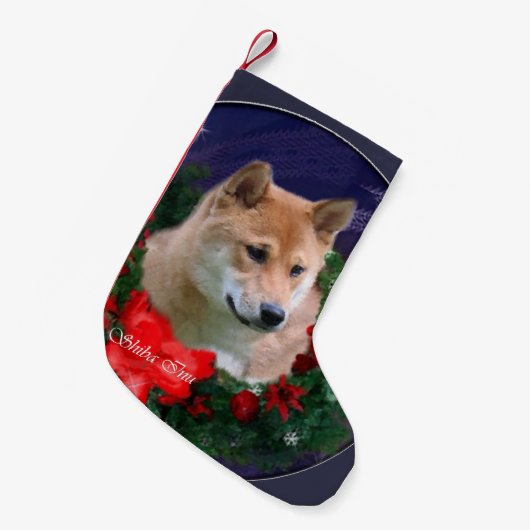 柴犬のクリスマス スモールクリスマスストッキング (正面 (吊り時))