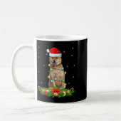 柴犬のクリスマス ライト 冗談 サンタ帽子 Xmas コーヒーマグカップ (左)