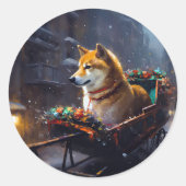 柴犬のクリスマス ラウンドシール (正面)