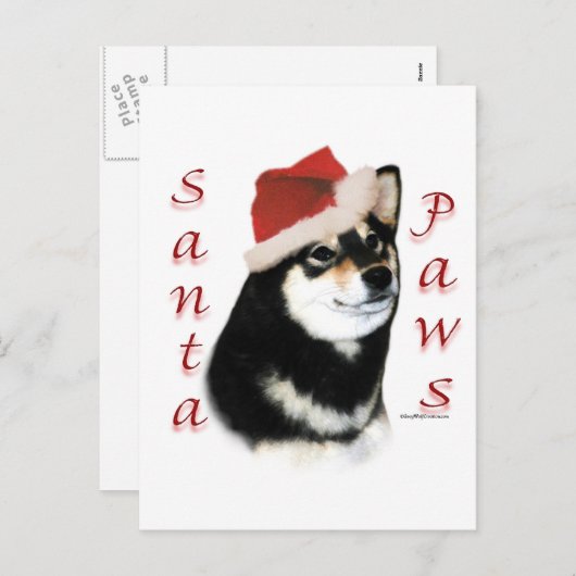 柴犬のサンタの黒い足 シーズンポストカード (正面/裏面)