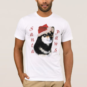 柴犬のサンタの黒い足 Tシャツ