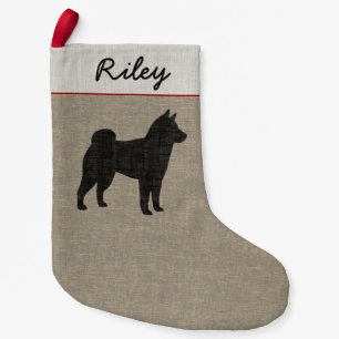 柴犬のシルエットパーソナライズな犬の品種クリスマス スモールクリスマスストッキング
