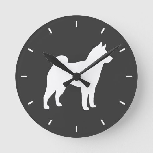 柴犬のシルエット ラウンド壁時計 (正面)