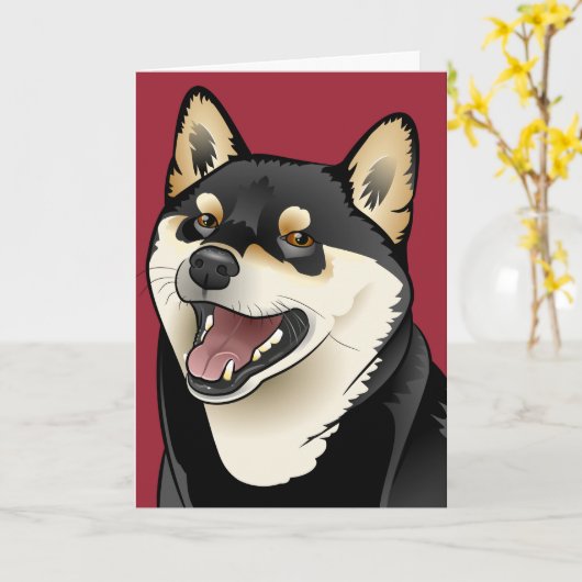 柴犬のハッピーバースデーの柴犬犬カード カード (黄色い花)