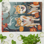 柴犬のハロウィンスプーキー キッチンタオル (折り畳み)