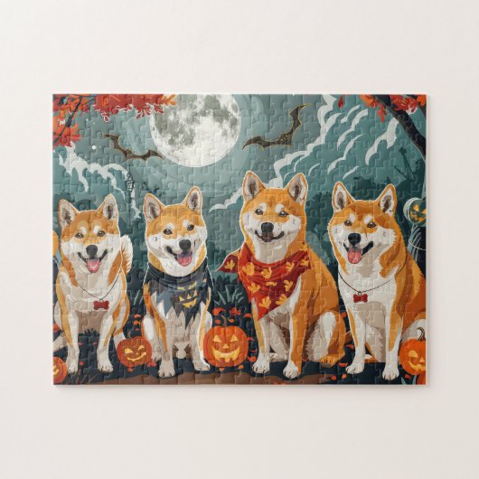 柴犬のハロウィンスプーキー ジグソーパズル (横)