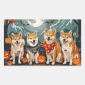 柴犬のハロウィンスプーキー 長方形シール (正面)