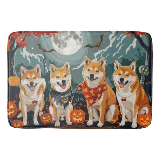 柴犬のハロウィーンの怖いデザイン バスマット (正面)