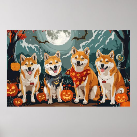 柴犬のハロウィーンの怪しいデザイン ポスター (正面)
