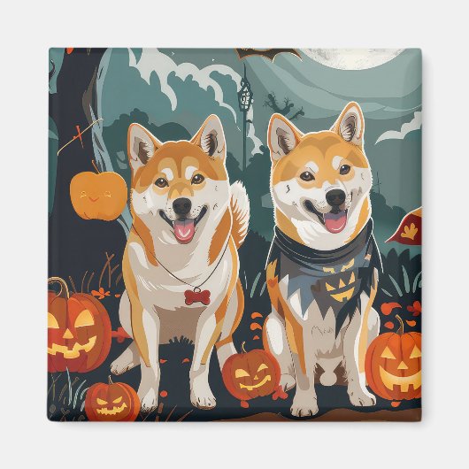 柴犬のハロウィーン スプーキー マグネット (正面)