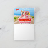 柴犬のバレンタインデーのトラックとハート カード (内部)