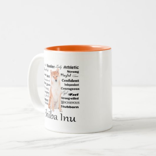 柴犬の特性のマグ ツートーンマグカップ (正面左)