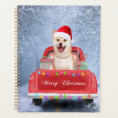 柴犬の犬が雪の中でクリスマストラックに座って プランナー手帳 (正面)