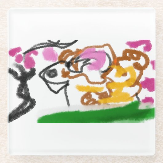 柴犬の花 ガラスコースター (正面)