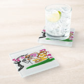 柴犬の花 ガラスコースター (アングル)