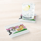 柴犬の花 ガラスコースター (アングル)