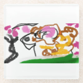 柴犬の花 ガラスコースター