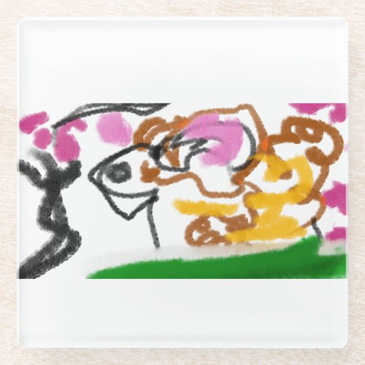 柴犬の花 ガラスコースター (正面)