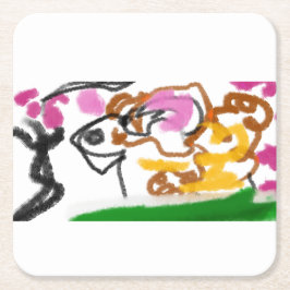 柴犬の花 スクエアペーパーコースター