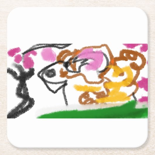 柴犬の花 スクエアペーパーコースター (正面)