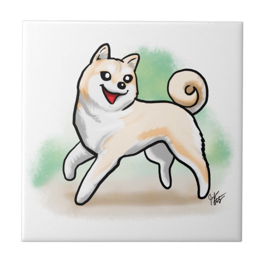柴犬の装飾的なタイル タイル (正面)