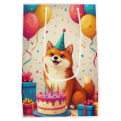 柴犬の誕生日お祝い ミディアムペーパーバッグ (裏面)