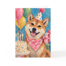 柴犬の誕生日パーティーカード 犬好きさんへ