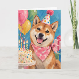柴犬の誕生日パーティーカード　犬好きさんへ カード