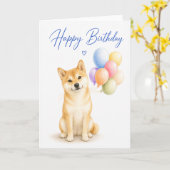 柴犬の誕生日 カード (黄色い花)