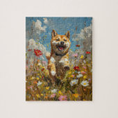 柴犬の野の花畑ジグソーパズル ジグソーパズル (縦)