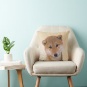 柴犬の(赤い)絵画-元の犬の芸術 クッション (椅子)