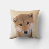 柴犬の(赤い)絵画-元の犬の芸術 クッション (裏面)