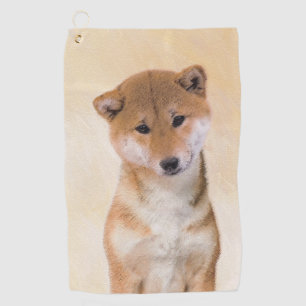 柴犬の(赤い)絵画-元の犬の芸術 ゴルフタオル