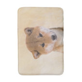 柴犬の(赤い)絵画-元の犬の芸術 バスマット (正面縦)