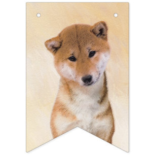 柴犬の(赤い)絵画-元の犬の芸術 バンティングフラッグ