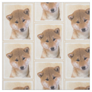 柴犬の(赤い)絵画-元の犬の芸術 ファブリック