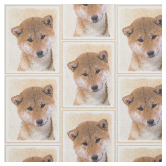 柴犬の(赤い)絵画-元の犬の芸術 ファブリック (見本)