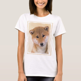 柴犬の(赤い)絵画-元の犬の芸術 Tシャツ
