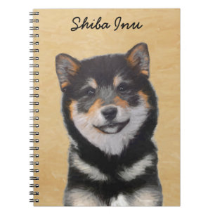 柴犬の(黒およびタン)絵画-犬の芸術 ノートブック