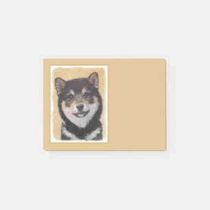 柴犬の(黒およびタン)絵画-犬の芸術 ポストイット