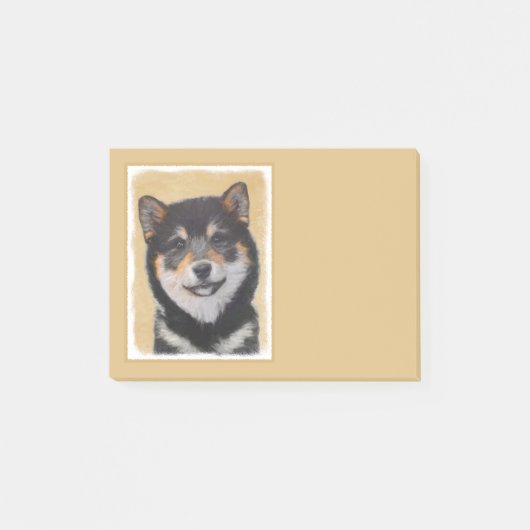 柴犬の(黒およびタン)絵画-犬の芸術 ポストイット (正面)