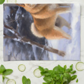 柴犬は雪のクリスマスを許す キッチンタオル (折り畳み)