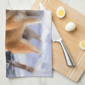 柴犬は雪のクリスマスを許す キッチンタオル (四つ折り)