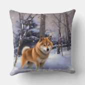 柴犬は雪のクリスマスを許す クッション (裏面)
