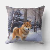 柴犬は雪のクリスマスを許す クッション (正面)