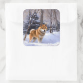 柴犬は雪のクリスマスを許す スクエアシール (バッグ)