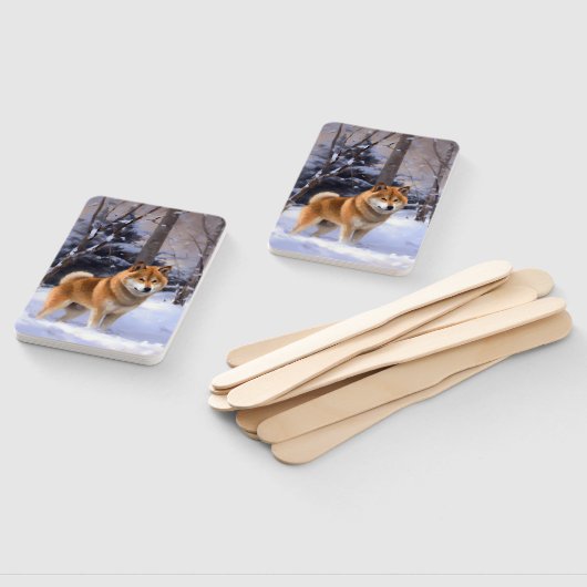 柴犬は雪のクリスマスを許す ハンドファン (組立なし)