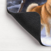 柴犬は雪のクリスマスを許す マウスパッド (コーナー)